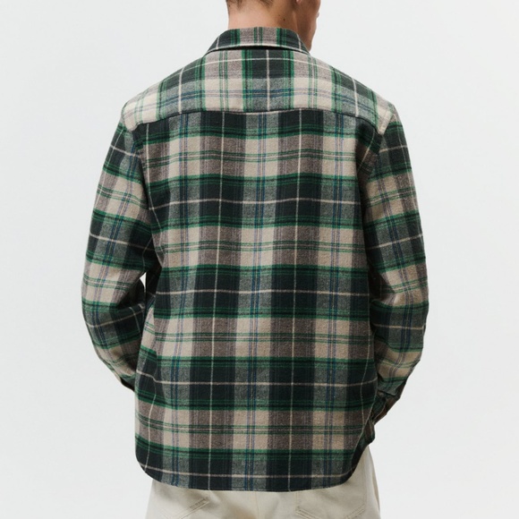 NWT MEN'S ZARA GREEN PLAID FLANNEL SHIRT - Picture 5 of 8